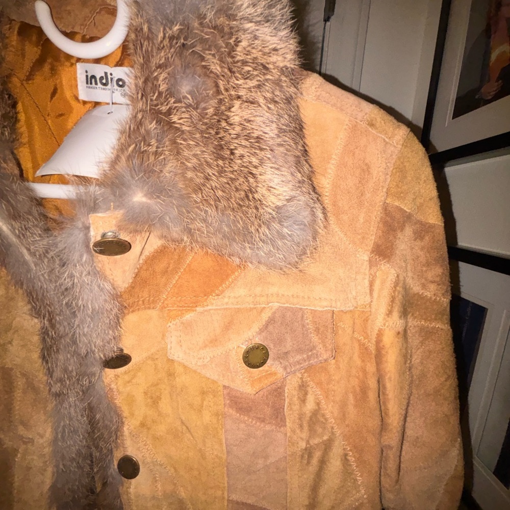 Indio Patchwork Suede Bomber Jacket with Shearlin… - image 3